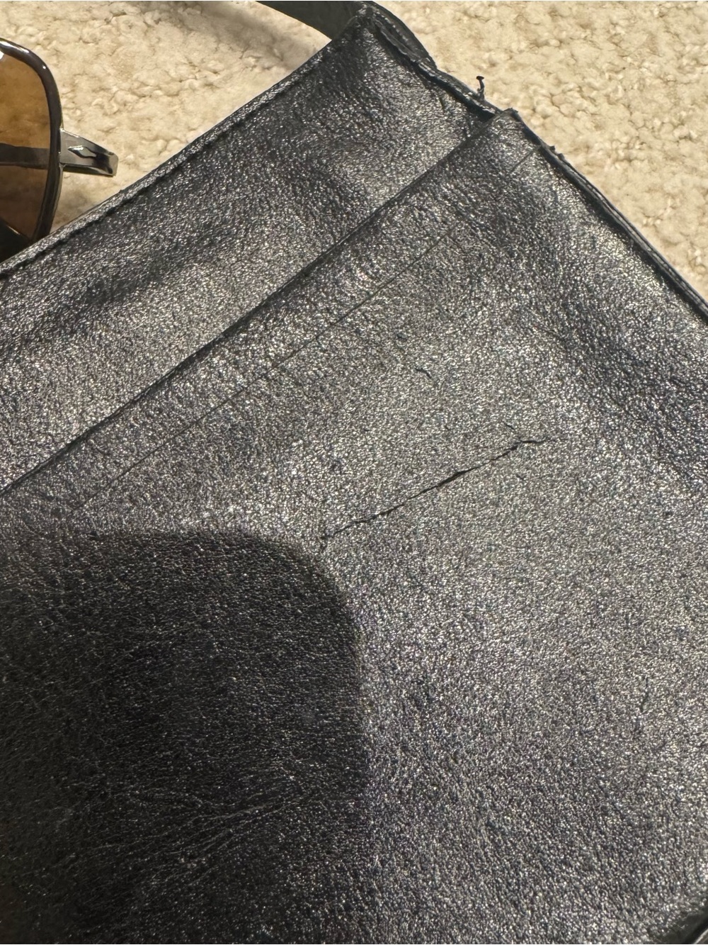 Supple black leather East-West Alfani brand shoulder bag - Picture 6 of 8